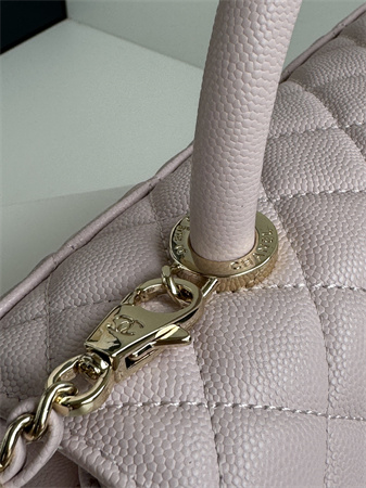 Ch*el small coco handle bag grained calfskin lt gold metal lt pink a92990