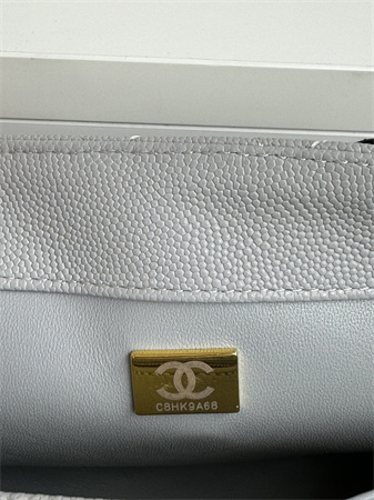 Ch*el small coco handle bag grained calfskin lt gold metal grey a92990