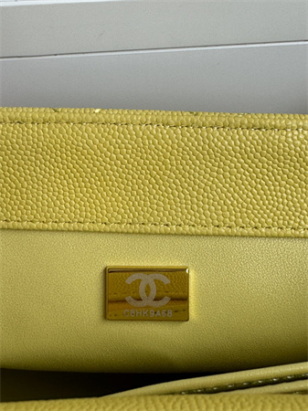 Ch*el small coco handle bag grained calfskin lt gold metal yellow a92990