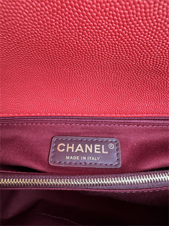Ch*el large coco handle bag grained calfskin lt gold metal red a92991