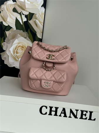 Ch*el duma backpack lambskin gold tone metal pink as2908