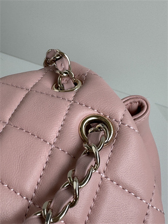 Ch*el duma backpack lambskin gold tone metal pink as2908