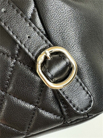 Ch*el duma backpack  calfskin gold tone metal black as3618