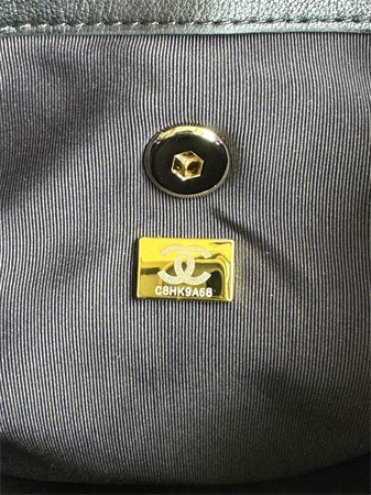 Ch*el duma backpack  calfskin gold tone metal black as3618