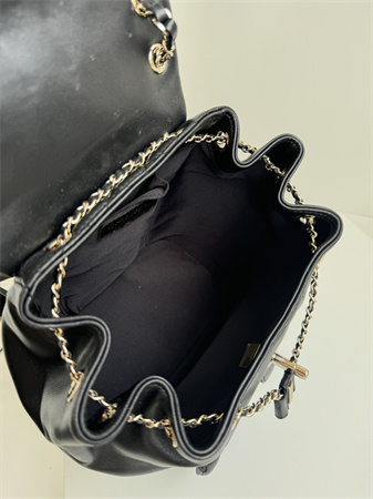 Ch*el duma backpack lambskin gold tone metal black as3618