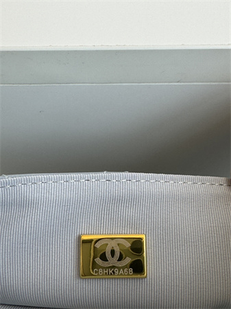 Ch*el hobo handbag shiny crumpled  calfskin gold tone metal blue as4322