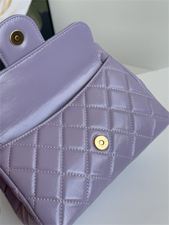 Ch*el small hobo handbag shiny crumpled  calfskin gold tone metal lt pruple as4323