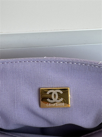 Ch*el small hobo handbag shiny crumpled  calfskin gold tone metal lt pruple as4323