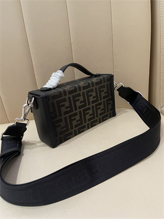 F**di soft trunk baguette brown ff  eclissi jacquard fabric bag