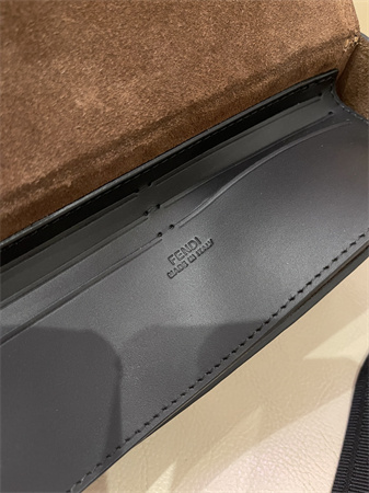 F**di soft trunk baguette brown ff  eclissi jacquard fabric bag