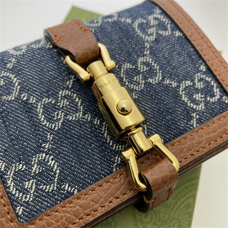 Gu.cci Jackie 1961 Card Case Wallet Blue Denim 645536