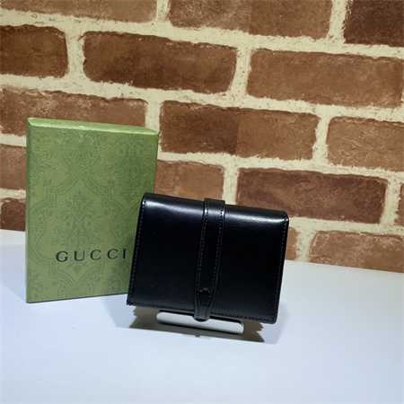 Gu.cci Jackie 1961 Card Case Wallet Black Leather 645536