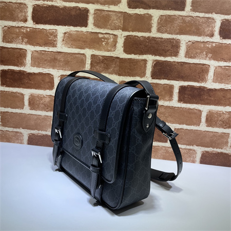 gu.cci small messenger bag black gg S*p*e canvas 658542
