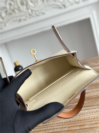 H**mes kelly mini ii bag epsom leather craie/mauve pale/gold  hs