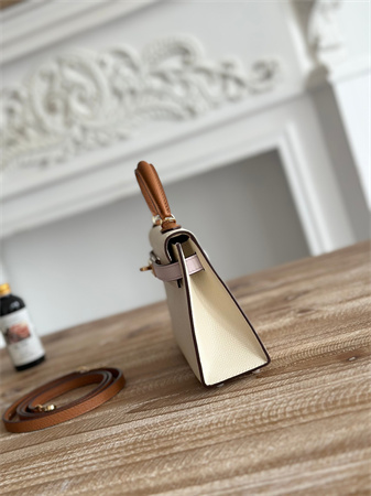 H**mes kelly mini ii bag epsom leather craie/mauve pale/gold  hs