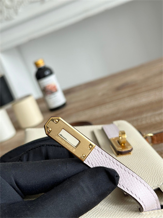 H**mes kelly mini ii bag epsom leather craie/mauve pale/gold  hs