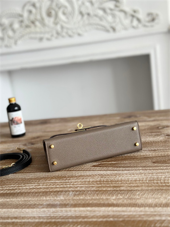 H**mes kelly mini ii bag epsom leather etoupe/ecorce/black hs