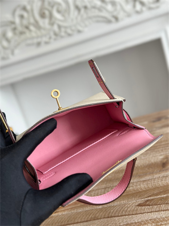 H**mes kelly mini ii bag epsom leather craie/mauve sylvestre hs
