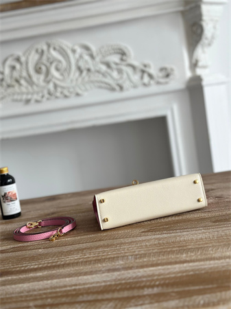 H**mes kelly mini ii bag epsom leather craie/mauve sylvestre hs