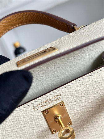 H**mes kelly mini ii bag epsom leather craie/jaune poussin/sesame hs