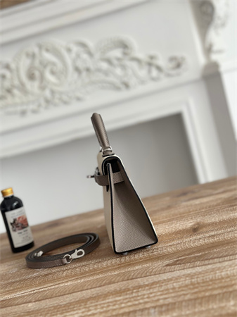 H**mes kelly mini ii bag epsom leather craie/grisasphalte hs