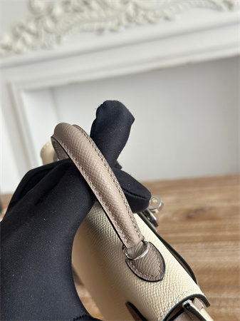 H**mes kelly mini ii bag epsom leather craie/grisasphalte hs