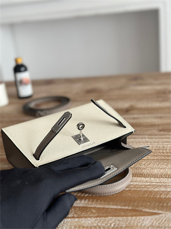 H**mes kelly mini ii bag epsom leather craie/grisasphalte hs