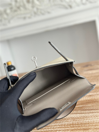 H**mes kelly mini ii bag epsom leather craie/grisasphalte hs