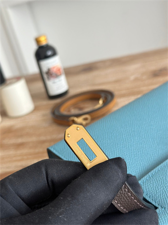 H**mes kelly mini ii bag epsom leather denim fonce/ecorce/sesame hs