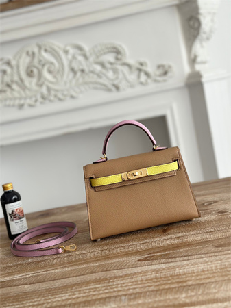 H**mes kelly mini ii bag epsom leather chai/lime/mauve sylvestre hs