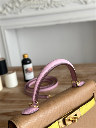 H**mes kelly mini ii bag epsom leather chai/lime/mauve sylvestre hs