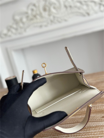 H**mes kelly mini ii bag epsom leather etoupe/craie hs