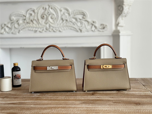 H**mes kelly mini ii bag epsom leather trench/gold hs