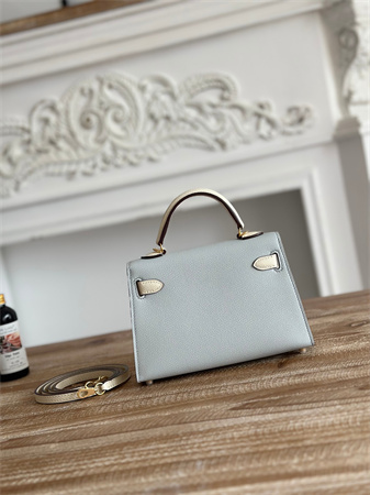 H**mes kelly mini ii bag epsom leather blue pale/craie hs