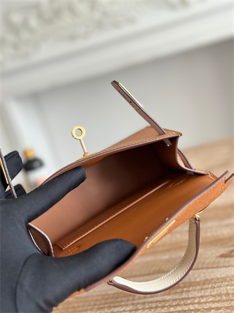 H**mes kelly mini ii bag epsom leather gold/mauve pale/craie hs