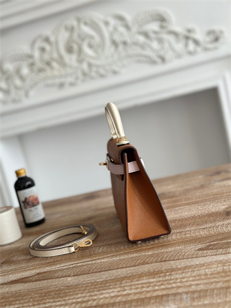 H**mes kelly mini ii bag epsom leather gold/mauve pale/craie hs