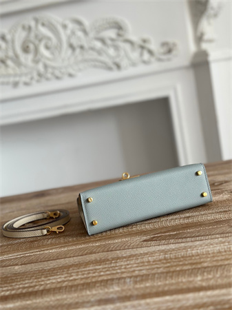 H**mes kelly mini ii bag epsom leather gris glacier/craie hs