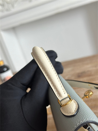 H**mes kelly mini ii bag epsom leather gris glacier/craie hs