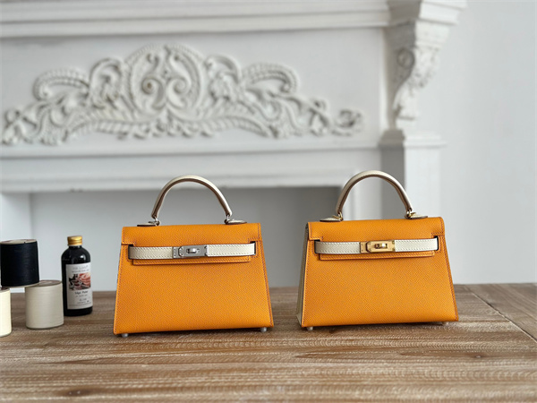 H**mes kelly mini ii bag epsom leather jaune d’or/craie hs