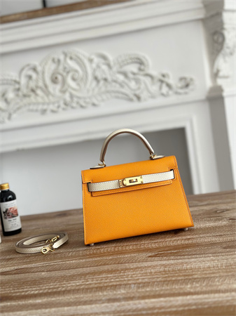 H**mes kelly mini ii bag epsom leather jaune d’or/craie hs