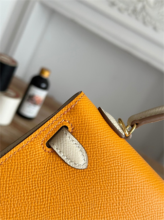 H**mes kelly mini ii bag epsom leather jaune d’or/craie hs