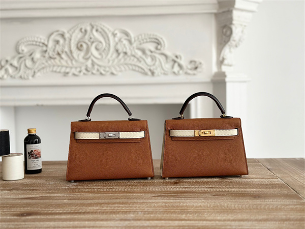 H**mes kelly mini ii bag epsom leather gold/craie/black hs