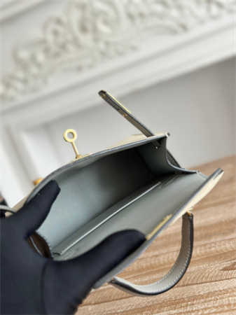 H**mes kelly mini ii bag epsom leather craie/gris glacier hs