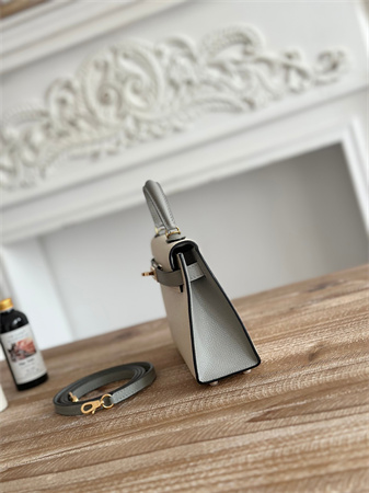 H**mes kelly mini ii bag epsom leather craie/gris glacier hs