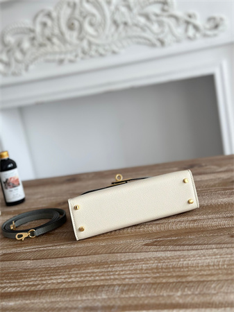 H**mes kelly mini ii bag epsom leather craie/gris glacier hs