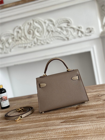 H**mes kelly mini ii bag epsom leather etoupe/gris tourterelle hs