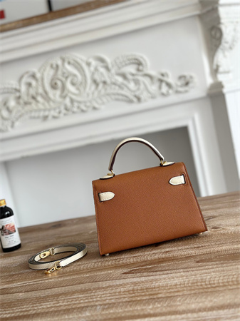 H**mes kelly mini ii bag epsom leather gold/craie hs