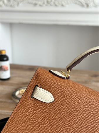 H**mes kelly mini ii bag epsom leather gold/craie hs