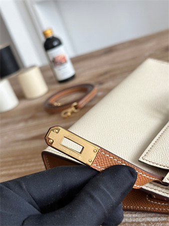 H**mes kelly mini ii bag epsom leather craie/gold hs