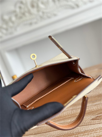 H**mes kelly mini ii bag epsom leather craie/gold hs